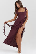 复制cherry ruffle maxi dress-coffer
