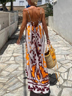Ethnic Print Spaghetti Strap Relaxed Maxi Dress