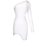 One Sleeve Asymmetrical Mini Bandage Dress PF091907