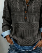 | Sweatshirt with Half Button and Collar