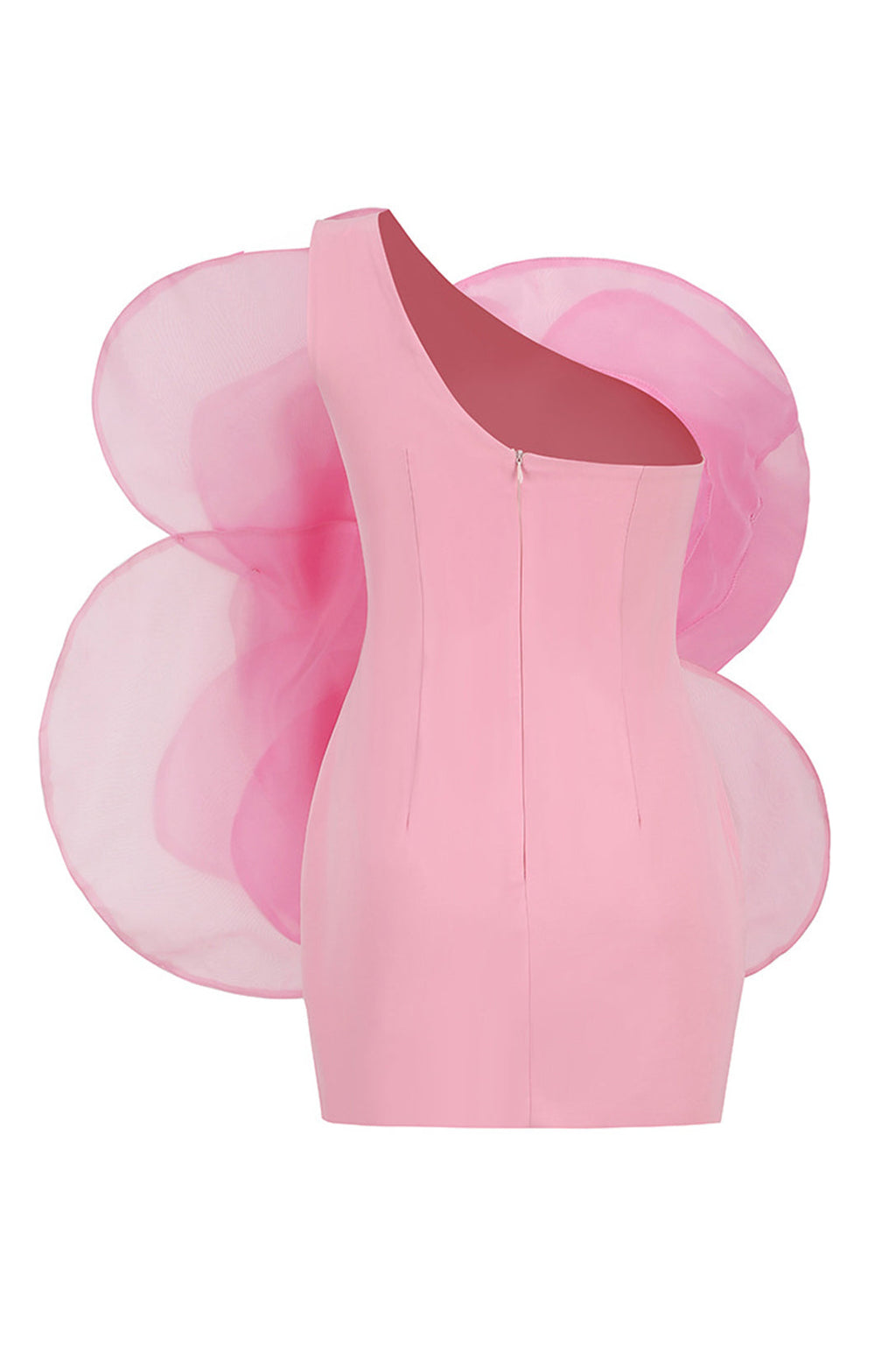 One Shoulder Oversized 3D Floral Applique Bodycon Mini Dress