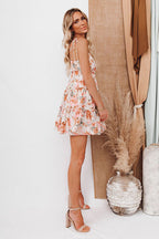 Spaghetti Strap Scoop Neck Tiered Ruffle Floral Babydoll Mini Dress