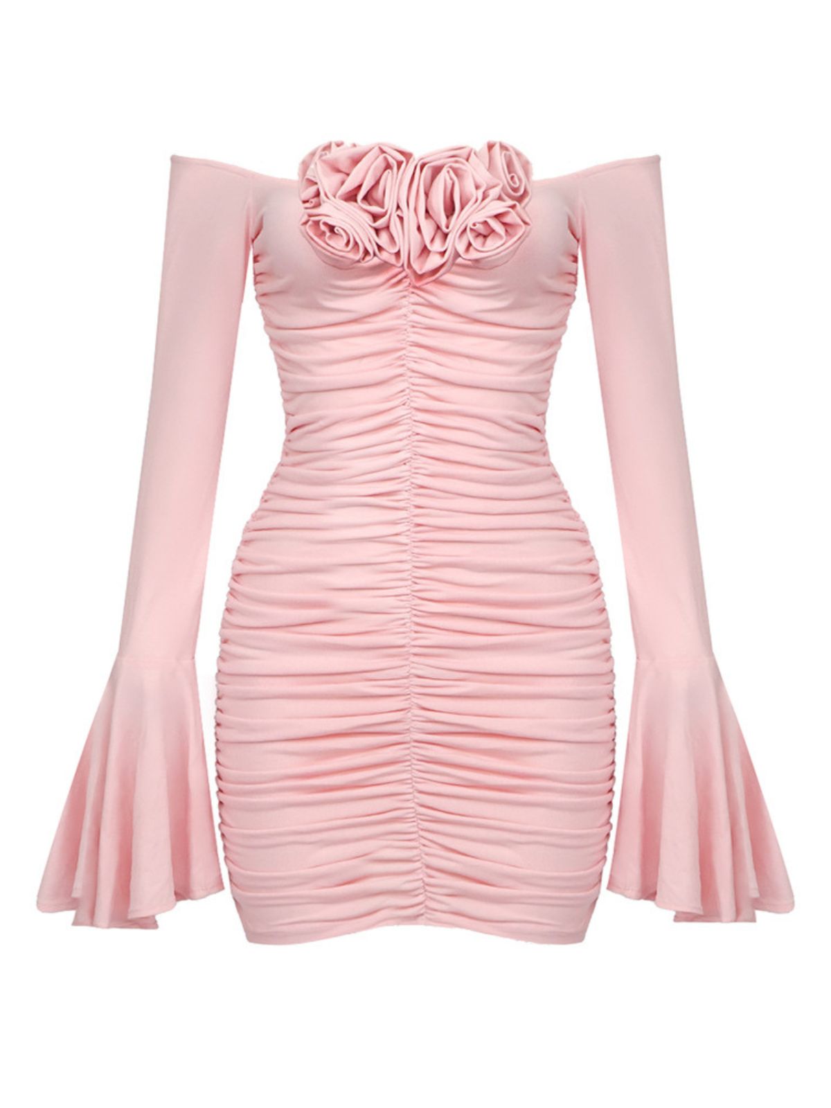 Yara Off Shoulder Rose Ruched Mini Dress