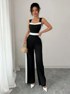 Color Matching Sleeveless Wide-leg Jumpsuits