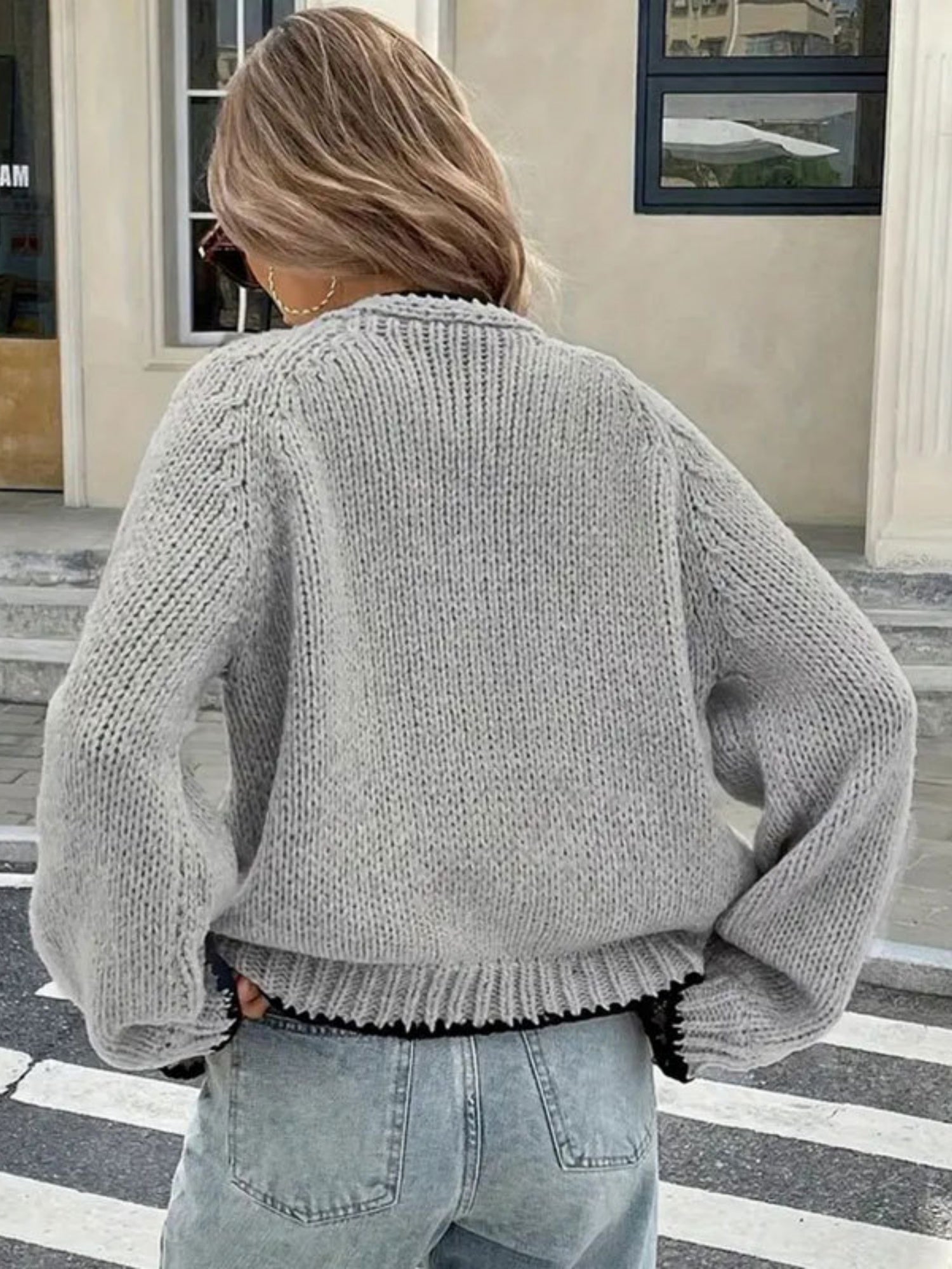 Bow Tie Color-blocked Cardigans