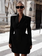 Lapel Waist Shaping Suit Mini&Short Dresses