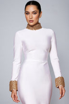 Nita White Embellished Maxi Dress