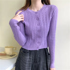 Casual O-Neck Soft Twisted Knit Cardigan