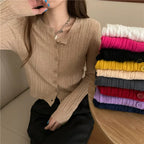 Casual O-Neck Soft Twisted Knit Cardigan
