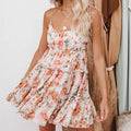 Tie Shoulder Tiered Ruffle Floral Babydoll Empire Waist Mini Dress