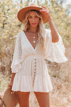 Paula Aesthetic Lace Dress with Batwing Sleeves Designer Edit
