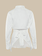 Turndown Collar Hollow Out Waist Shaping Blouses
