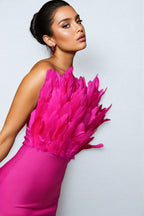 Jalila Feather Sleeveless Midi Dress