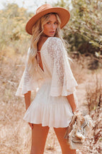 Paula Aesthetic Lace Dress with Batwing Sleeves Designer Edit