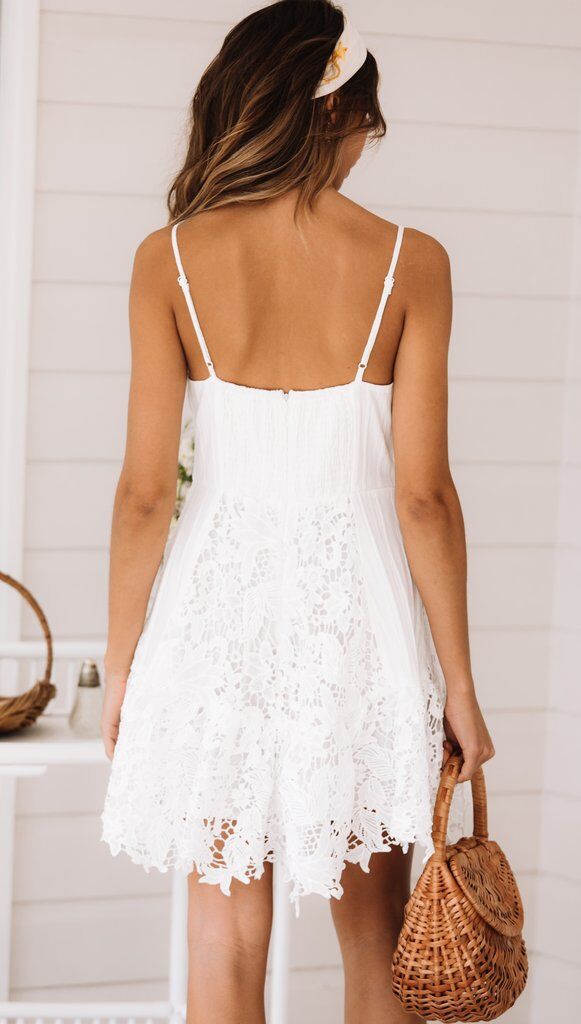Lace Panel Pleated Deep V-Neck Spaghetti Strap A-Line Mini Dress