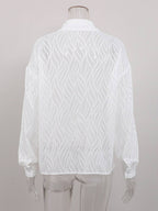 White Women Blouses Thin Lapel Elegant Long Sleeve Shirts
