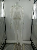 V neck Plunge Casual Jumpsuit