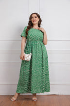 Round Neck Floral Short Sleeve Dress