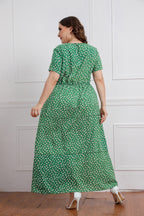 Round Neck Floral Short Sleeve Dress
