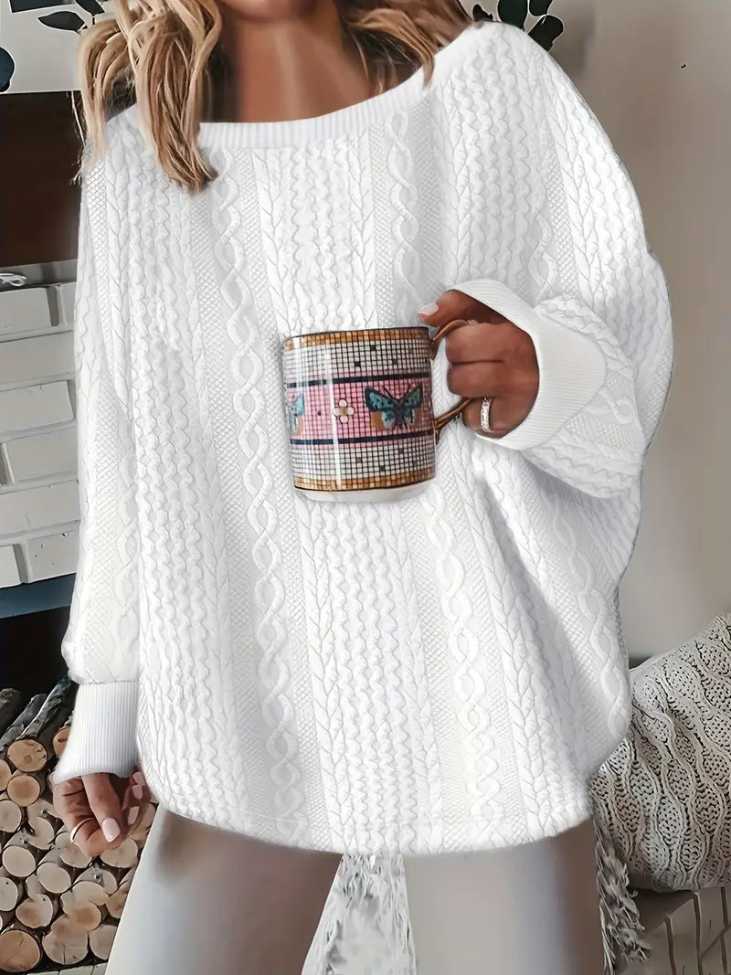 | Cable knit sweater, crew neck, comfortable fit