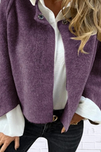 Full Size Solid Color Long Sleeve Outerwear Plus Size