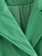 Faux Leather Belt Windbreaker Trench Coat