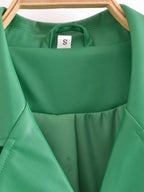 Faux Leather Belt Windbreaker Trench Coat