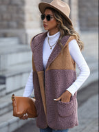 Velvet Hooded Sleeveless Vests