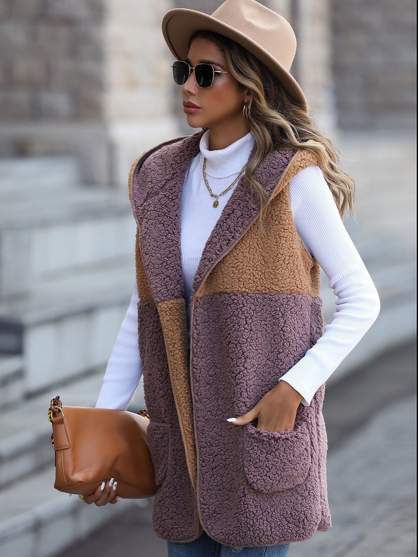 Velvet Hooded Sleeveless Vests