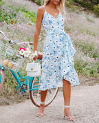 Printed V Neck Day to Night Dress