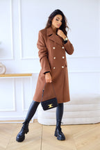 Woolen Long Sleeve Collared Coat