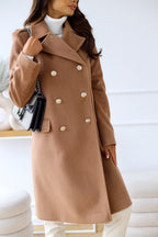Woolen Long Sleeve Collared Coat