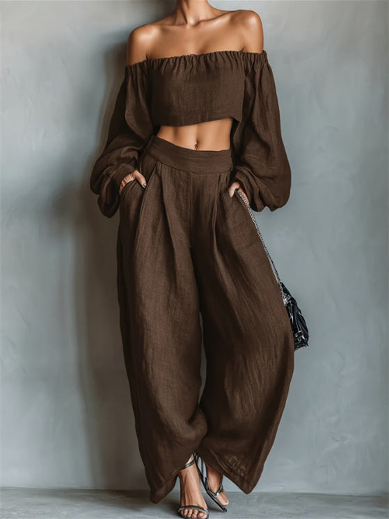 Solid Color Geometric Print Casual Two-piece Women's Clothing