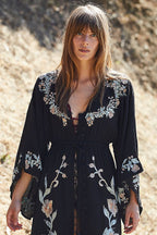 Vanessa Black Cotton Kaftan