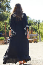 Vanessa Black Cotton Kaftan
