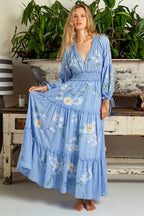 Long Sleeves V Neck Maxi Kaftan