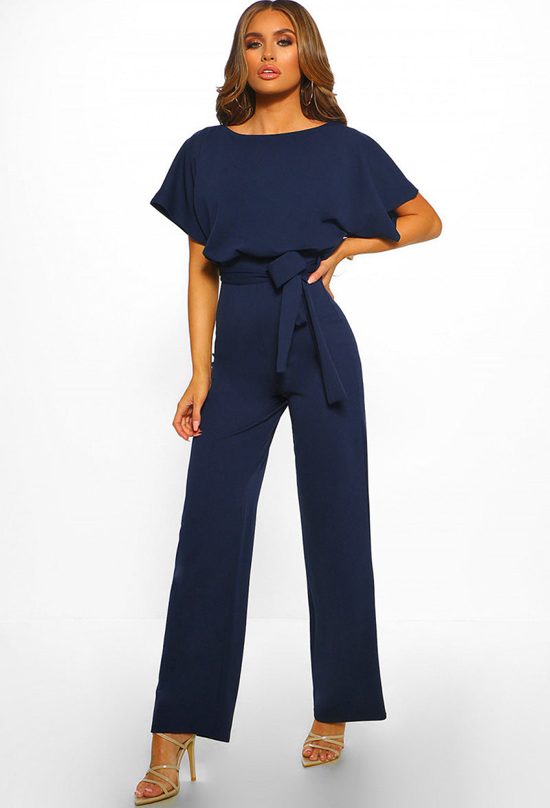Lace-up Short Sleeved Jumpsuit
