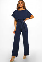 Lace-up Short Sleeved Jumpsuit