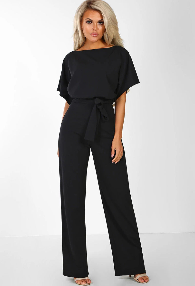 Lace-up Short Sleeved Jumpsuit
