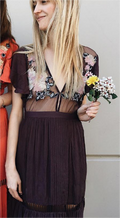 Belted Embroidered Butterfly Sleeve Maxi