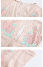 Belted Embroidered Butterfly Sleeve Maxi