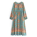 Spring Summer Women Clothing Bohemian Positioning Printing Large Maxi Dress