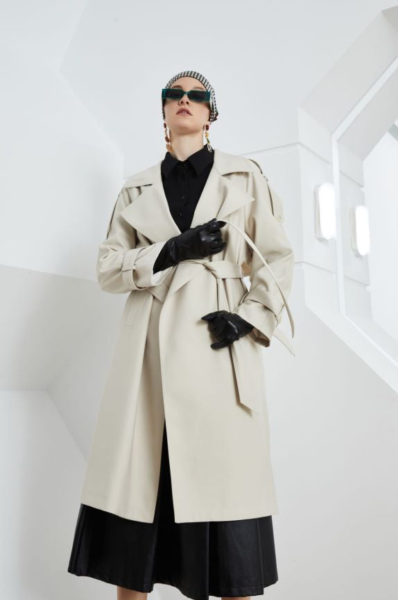 Trench Lace-up Loose Overcoat