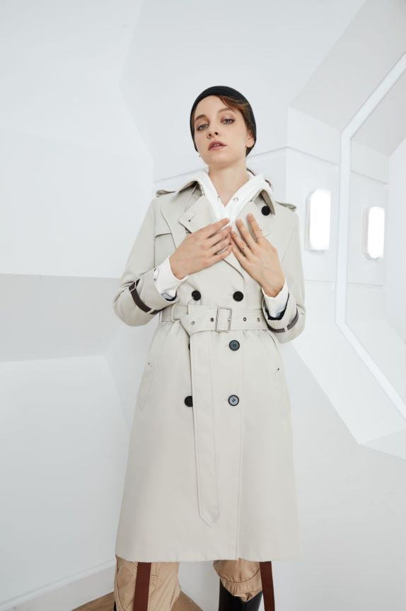 Khaki Slim Fit Trench Coat
