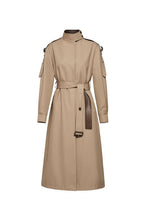 Leather Patchwork Two-Color Trench Coat
