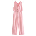 Sleeveless Casual Top and Wide Leg Pants Suit