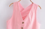 Sleeveless Casual Top and Wide Leg Pants Suit