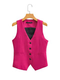 Red Linen Sleeveless Vest