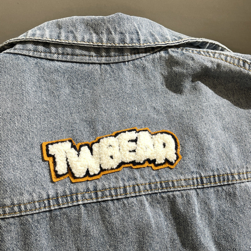 Light Blue Denim Loose Bear Vest Coat