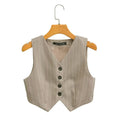 V-neck Stripe Short Vest Jacket